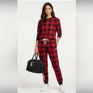 Old Navy Red & Black Logo Buffalo Pattern Sweatpants Cotton Size Extra Small